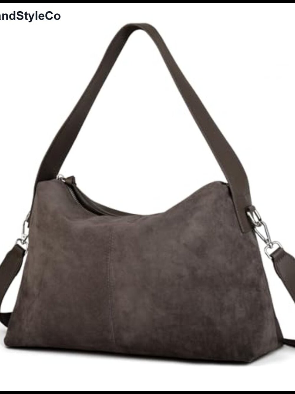 Women's Full Grain Leather Crossbody Bag with Cow Suede, Adjustable Strap